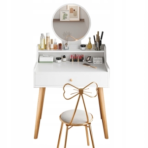 TOALETKA KOSMETYCZNA MAKIJAŻ Z LUSTREM BIAŁA SKANDYNAWSKI LOFT NOWOCZESNA